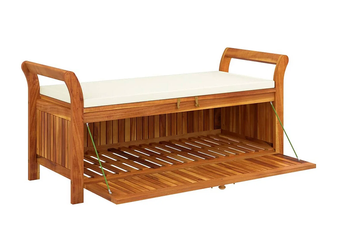 Banco de armazenamento de jardim com almofada 126 cm madeira de acácia