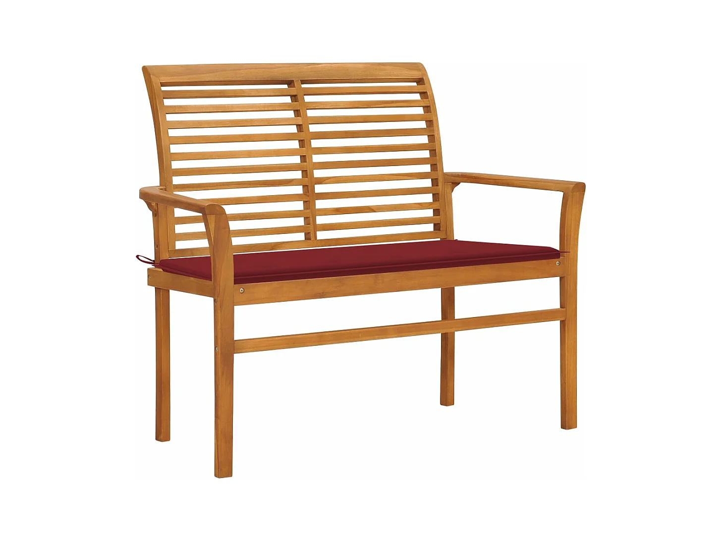 Tuinbank met bordeauxrood kussen 112 cm Massief teakhout