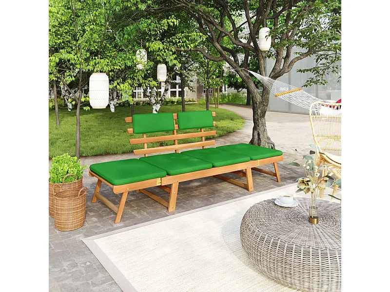 Panca da giardino con cuscini 2 in 1 190 cm Legno massello di acacia