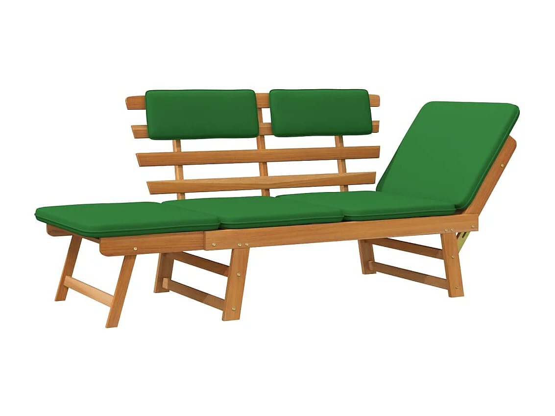 Banc de jardin avec coussins 2-en-1 190 cm Bois solide d'acacia