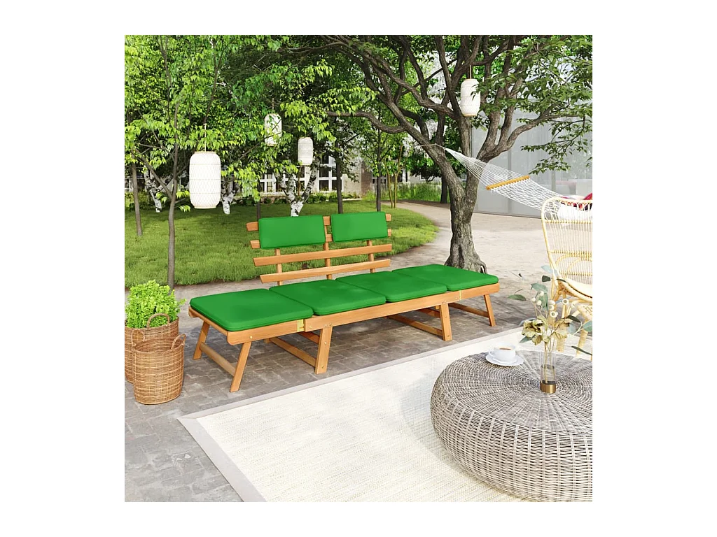 Tuinbank met kussens 2-in-1 190 cm Massief acaciahout