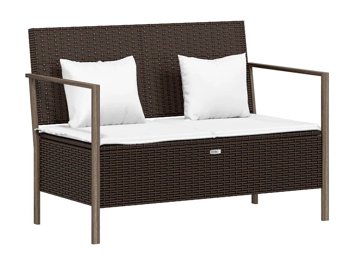 2-zits tuinbank met kussens Bruin Kunststof wicker