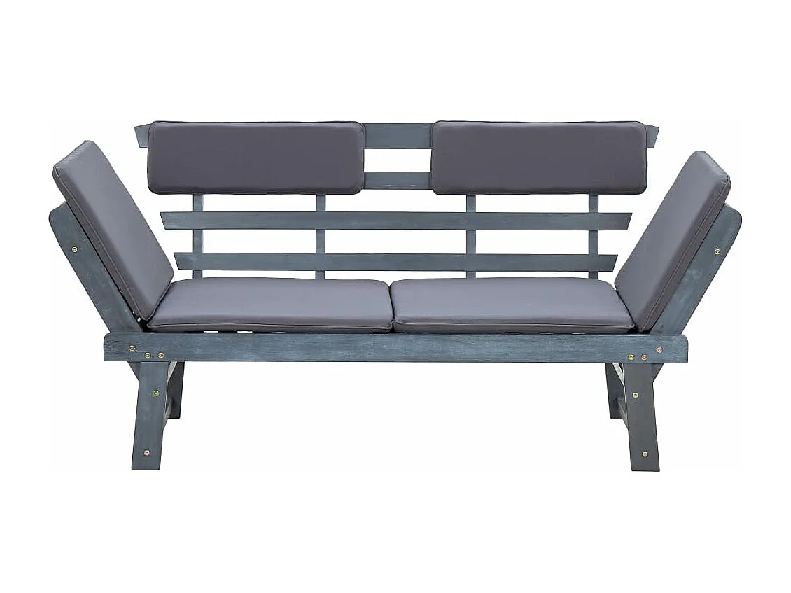 Banc de jardin avec coussins 2-en-1 190 cm Gris Bois d'acacia