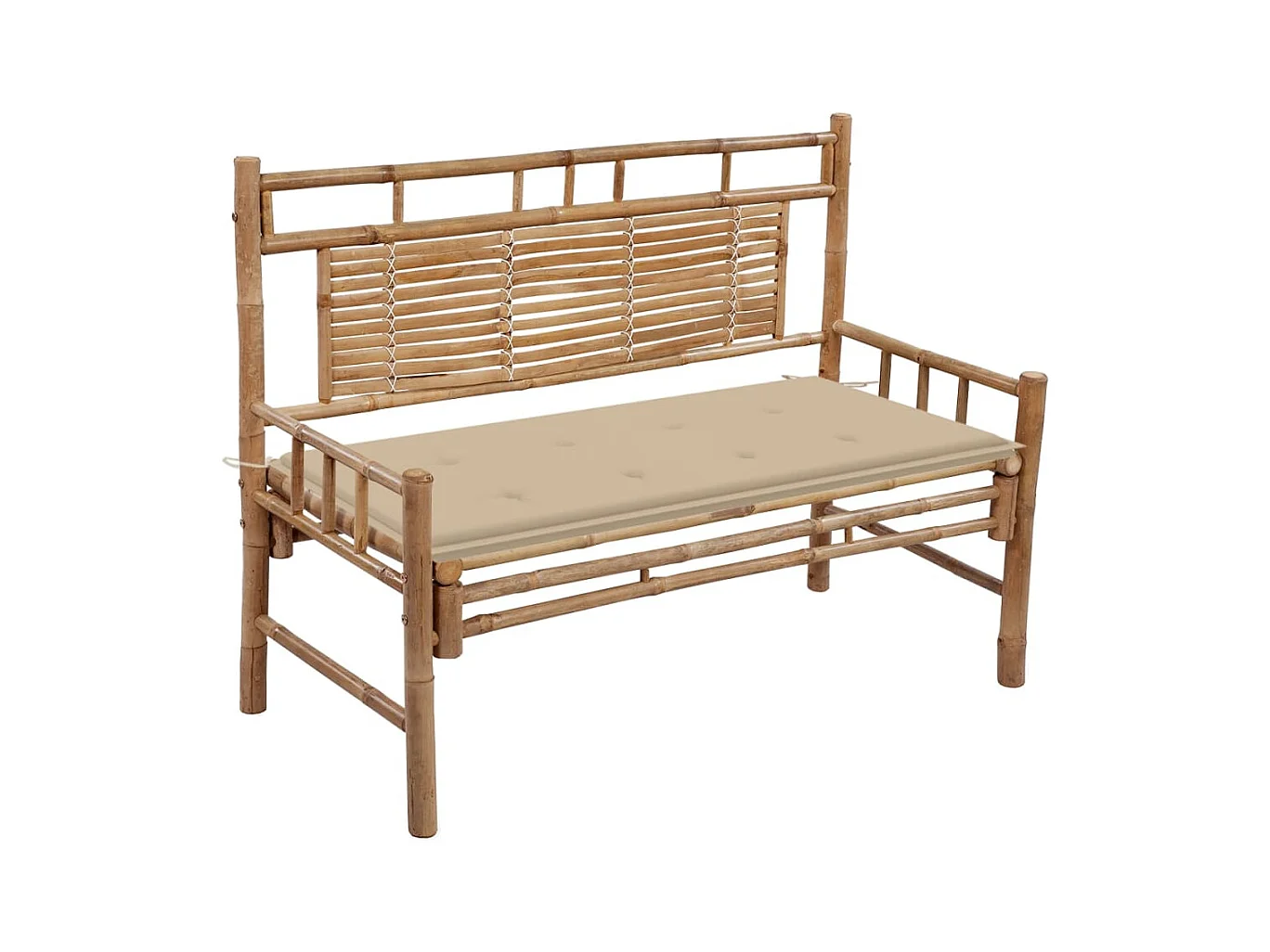 Banc de jardin avec coussin 120 cm Bambou
