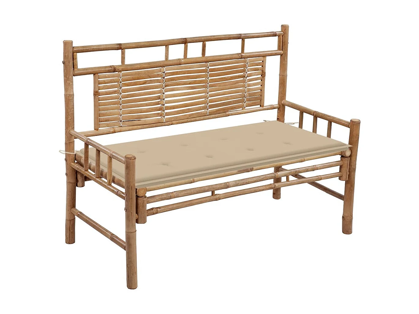 Panca da giardino con cuscino 120 cm Bambù