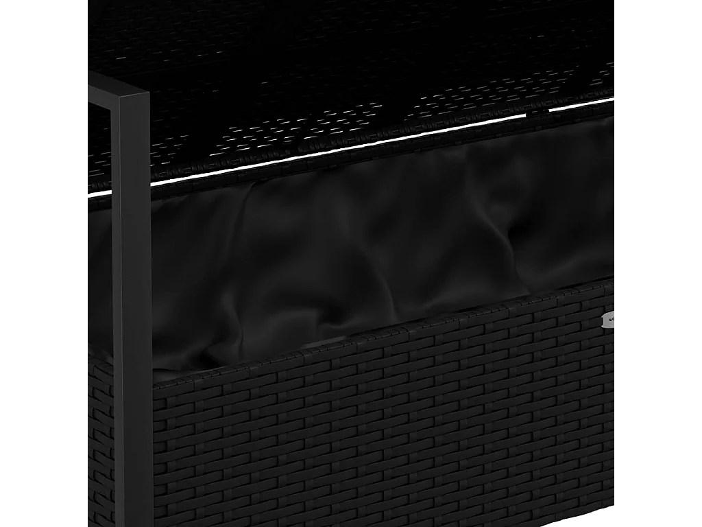 2-zits tuinbank met zwarte harsgeweven kussens