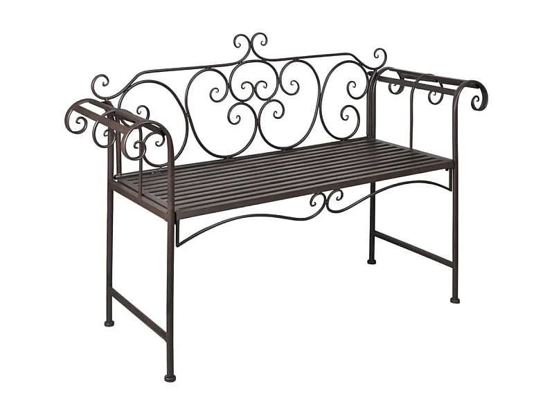 Banco de jardim 132 cm em aço antigo castanho