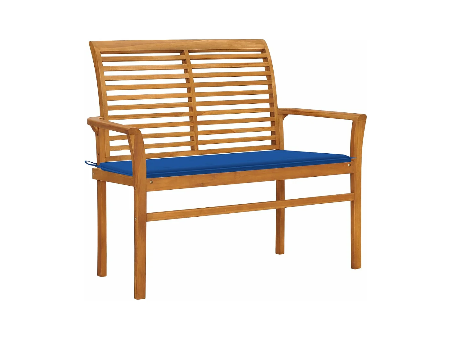 Panca da giardino e cuscino blu reale 112 cm Legno massello di teak