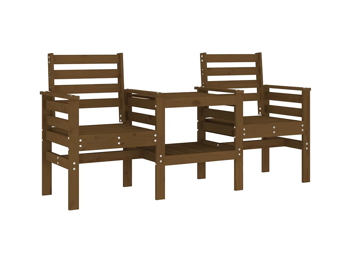 Banc de jardin avec table 2 places brun miel bois massif de pin