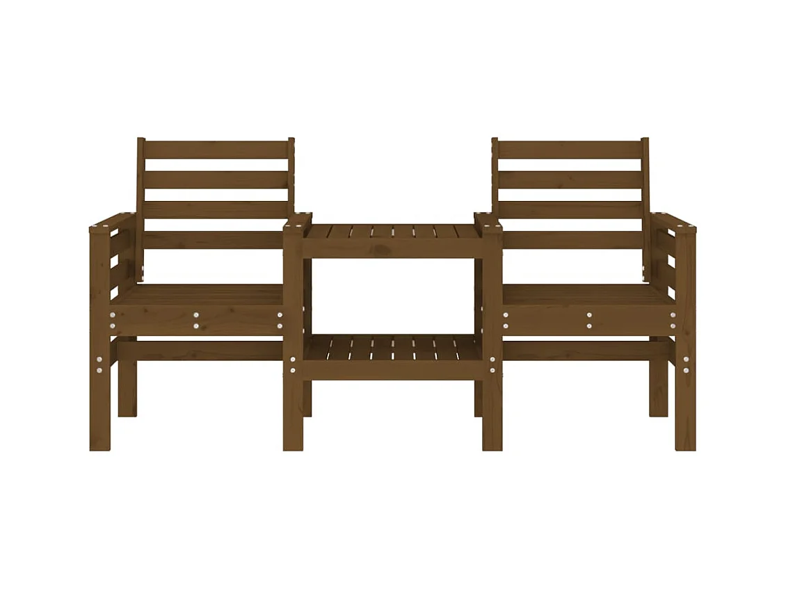 Banc de jardin avec table 2 places brun miel bois massif de pin