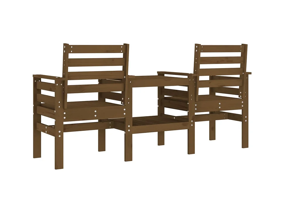 Banc de jardin avec table 2 places brun miel bois massif de pin