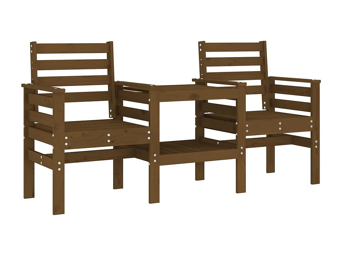 Banc de jardin avec table 2 places brun miel bois massif de pin