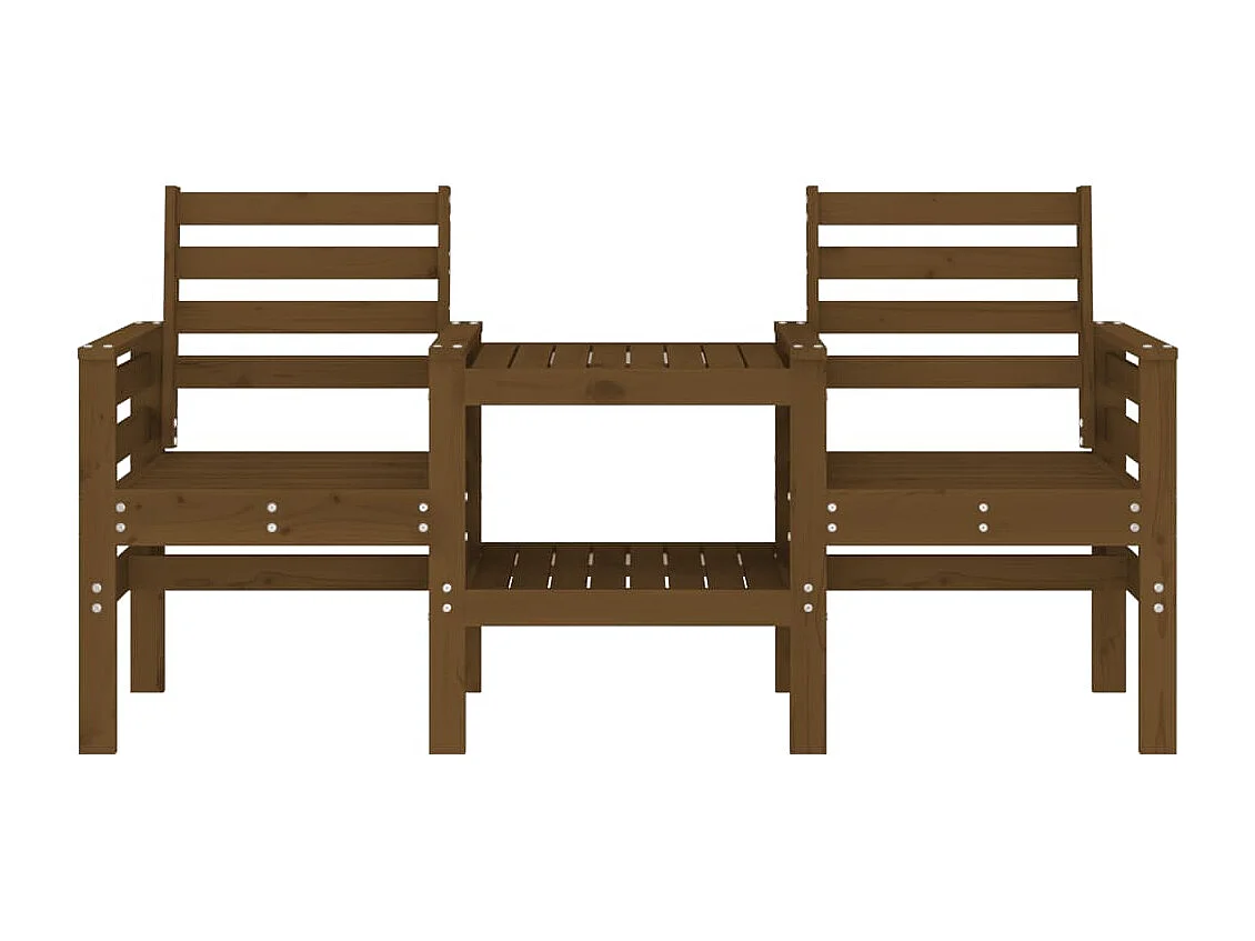 Banc de jardin avec table 2 places brun miel bois massif de pin