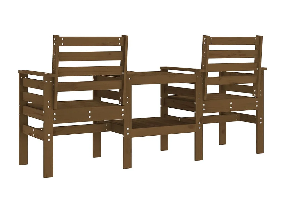 Banc de jardin avec table 2 places brun miel bois massif de pin