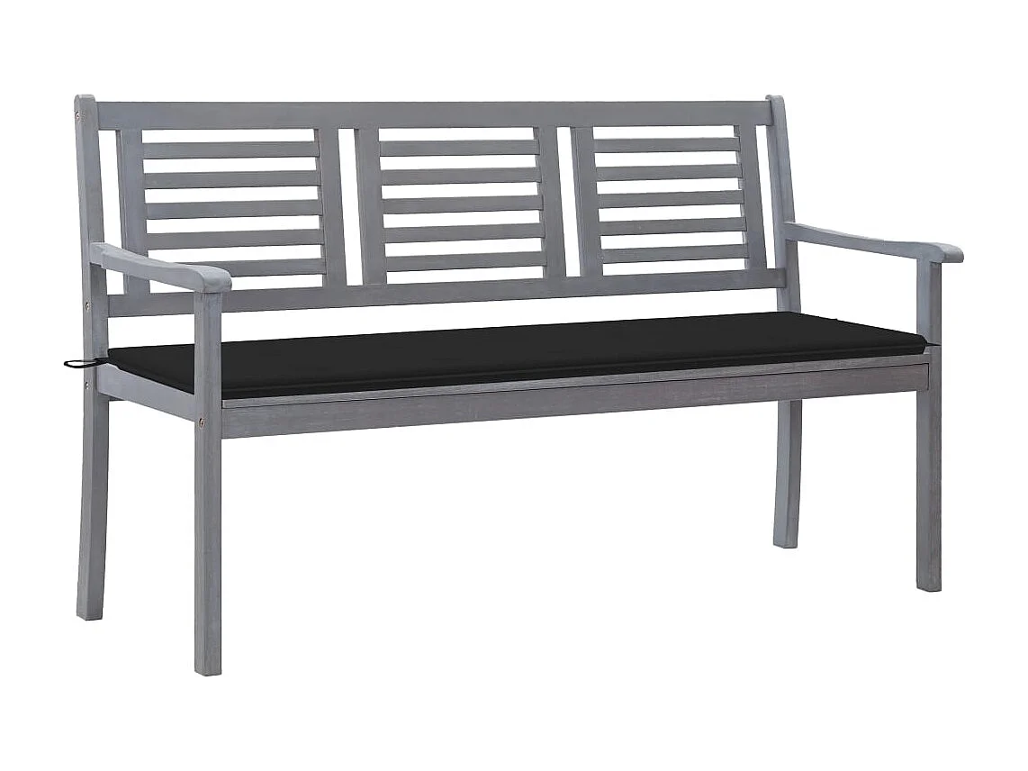 Panca da giardino 3 posti con cuscino 150 cm Eucalipto Grigio