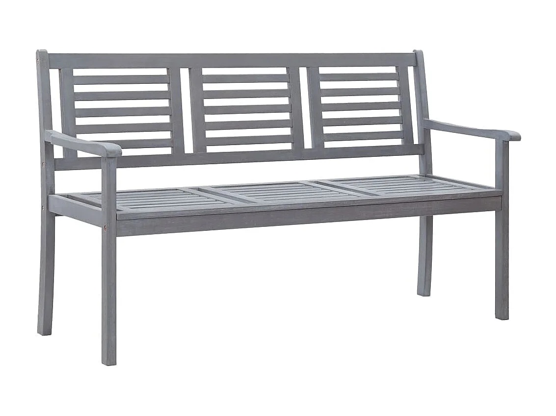 Panca da giardino 3 posti con cuscino 150 cm Eucalipto Grigio