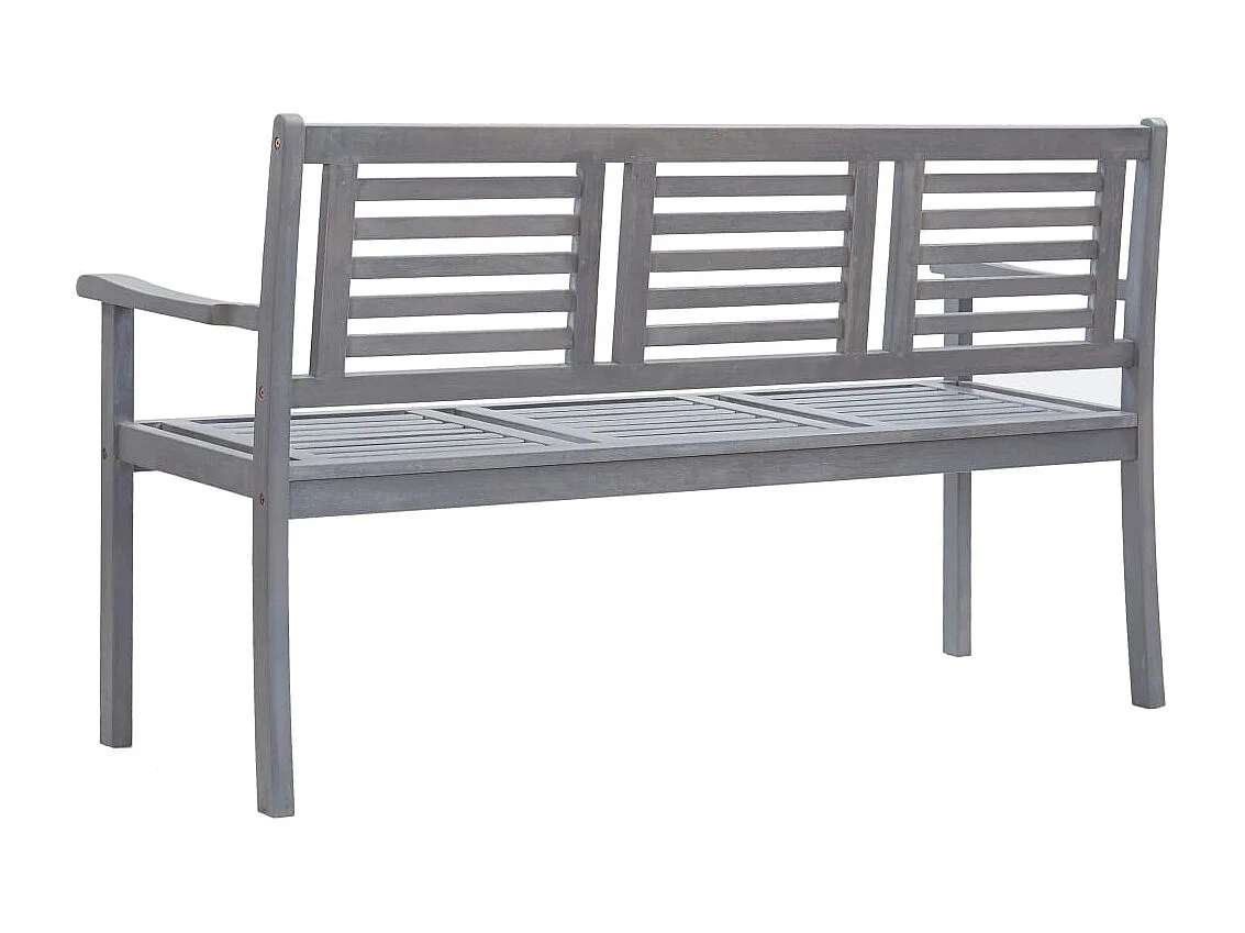 Panca da giardino 3 posti con cuscino 150 cm Eucalipto Grigio