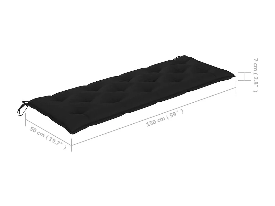 Banc de jardin empilable et coussin 159 cm Bois de teck massif