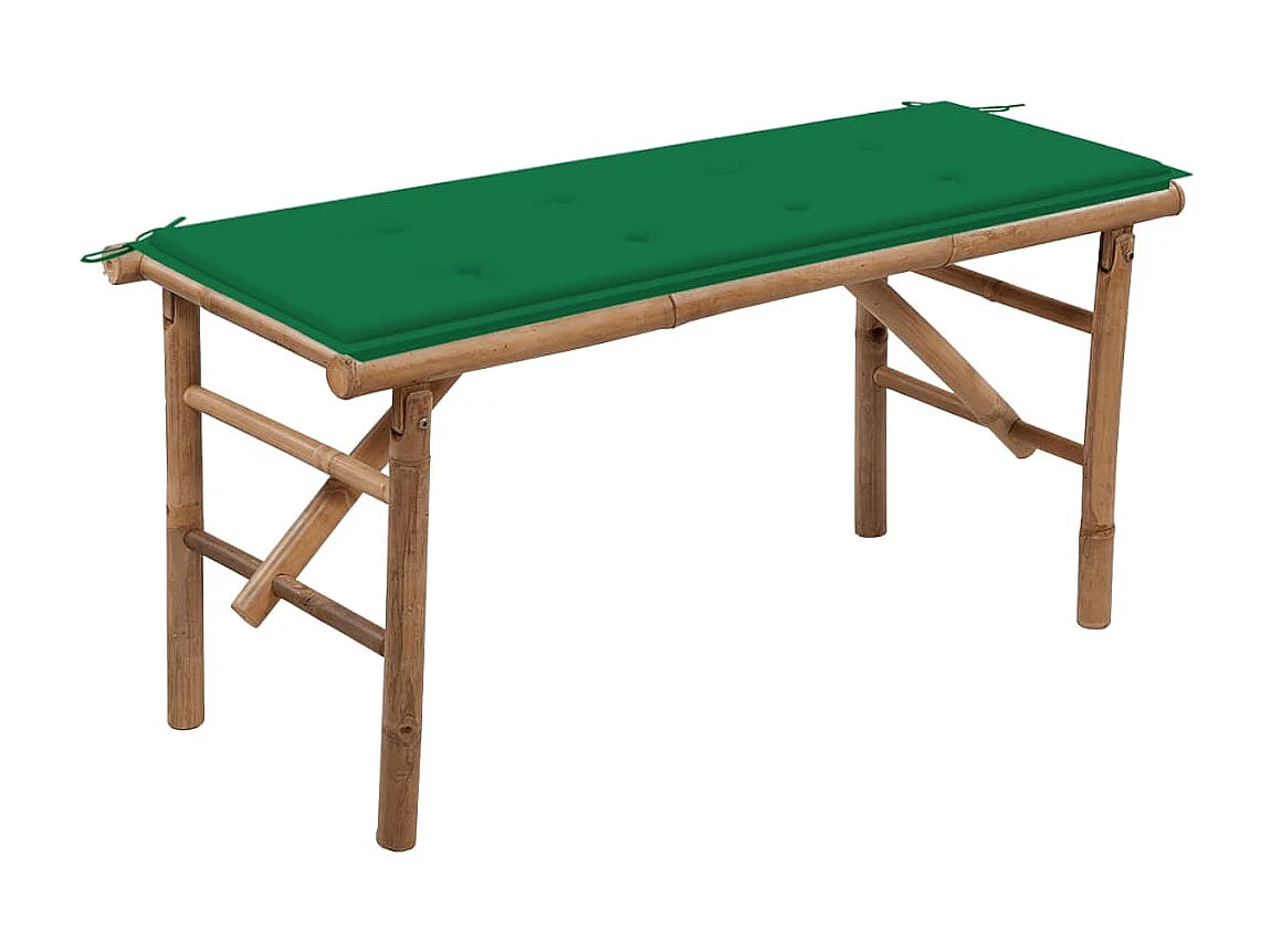 Banc de jardin pliable avec coussin 118 cm Bambou