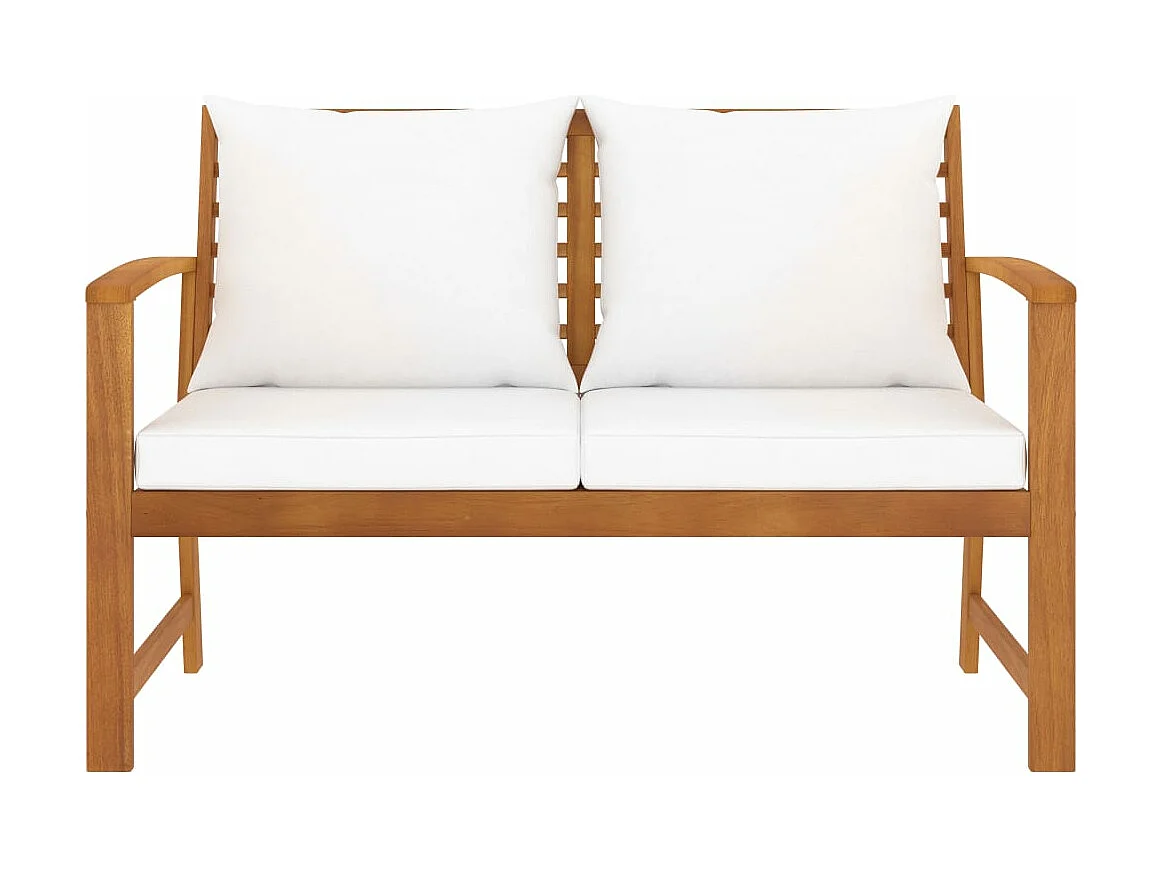 Banc de jardin avec coussin crème 120 cm Bois solide d'acacia
