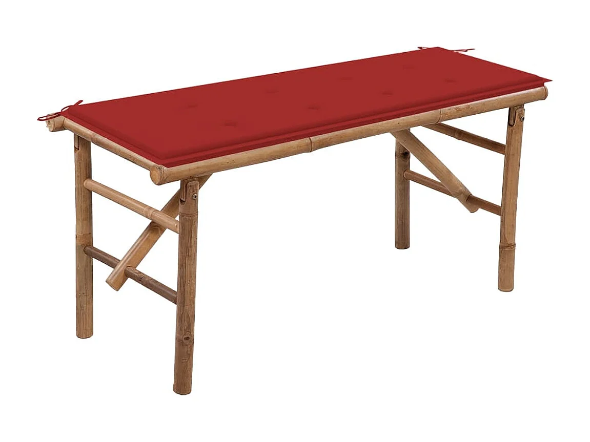 Banc de jardin pliable avec coussin 118 cm Bambou