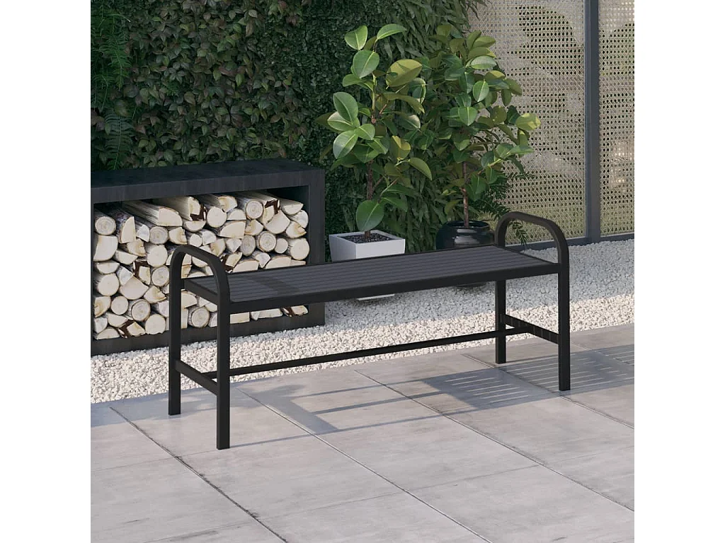 Tuinbank 124,5 cm staal en zwart WPC