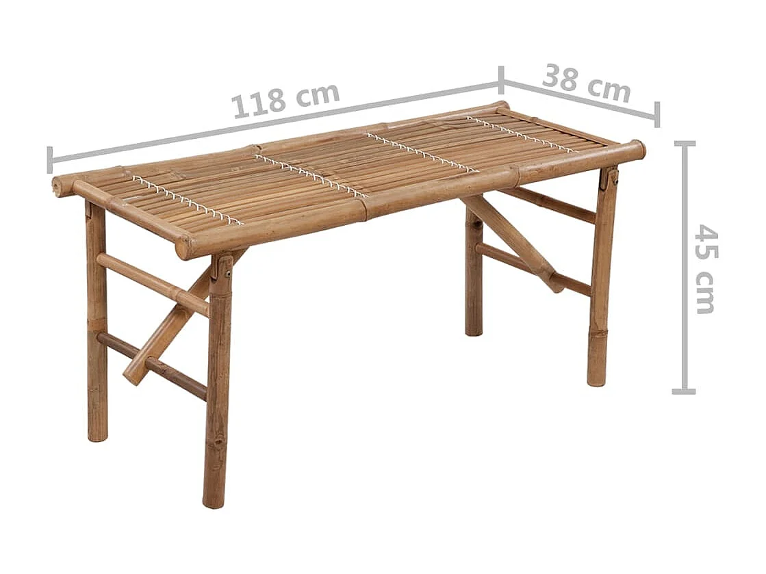 Banco de jardín plegable con cojín 118 cm Bambú