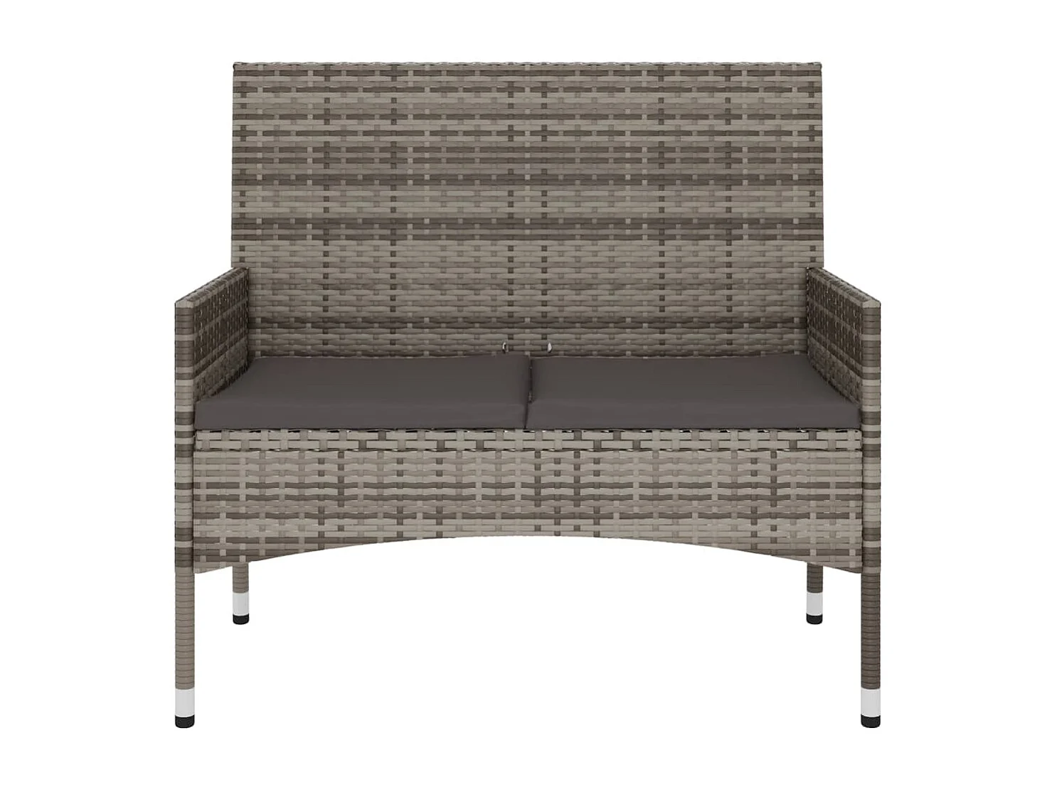 Banc de Jardin à 2 Places avec Coussins Gris Résine Tressée