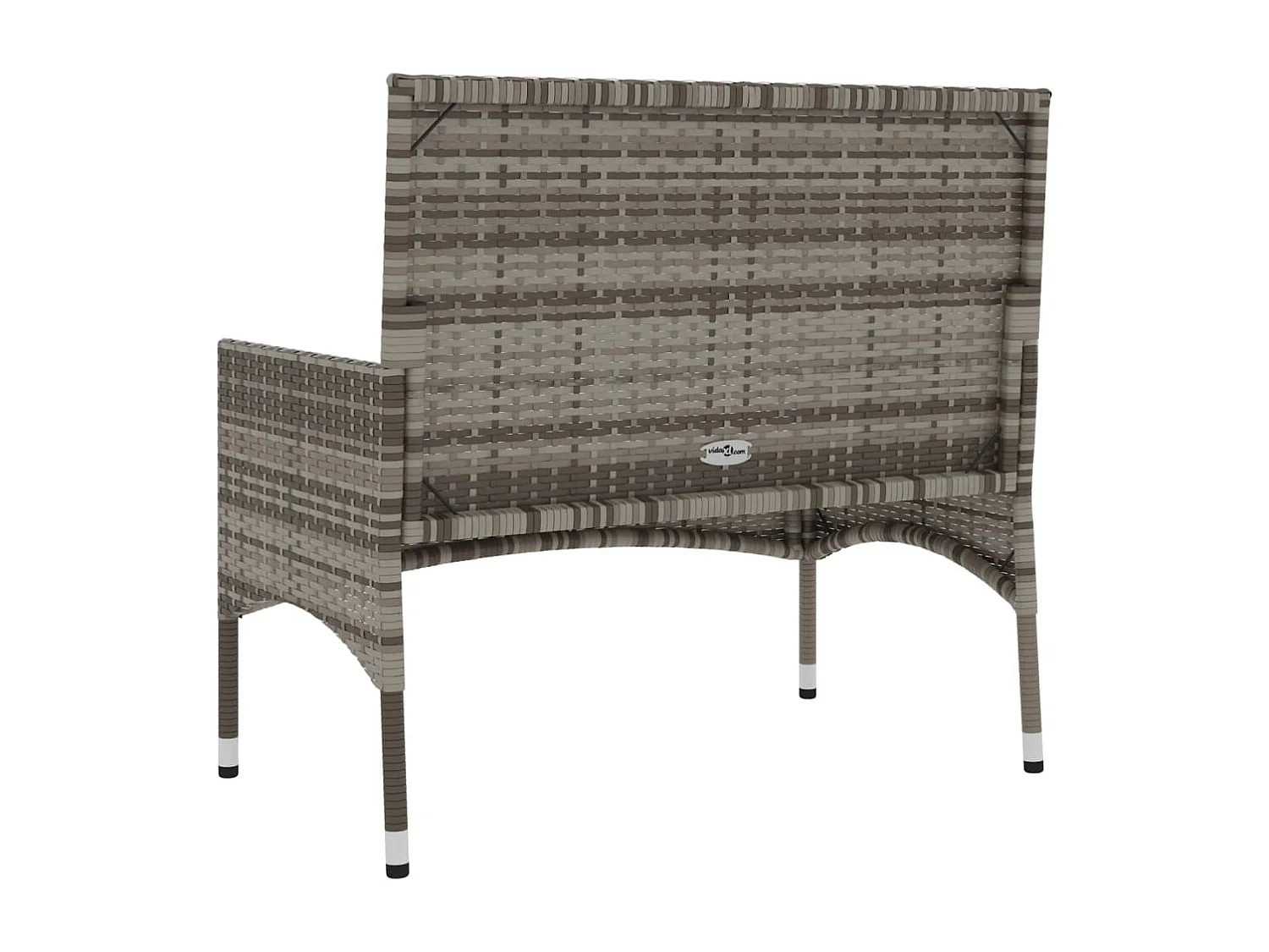 Banc de Jardin à 2 Places avec Coussins Gris Résine Tressée