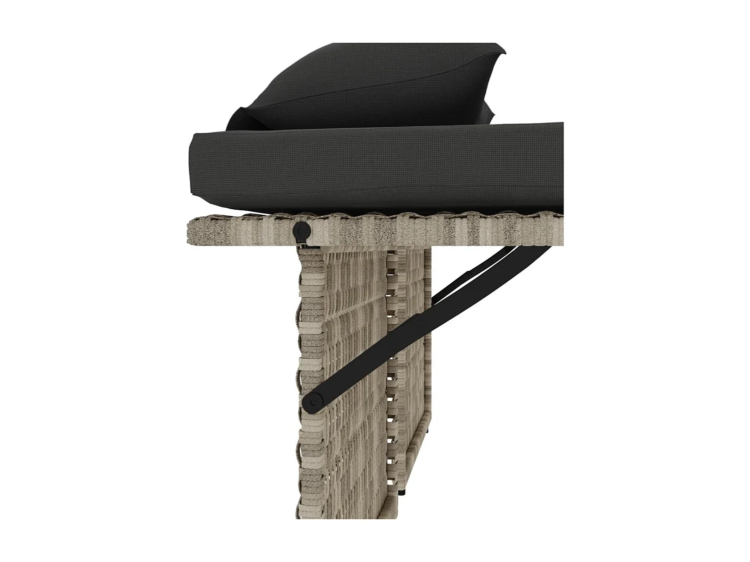 Banc inclinable de jardin et coussins gris clair résine tressée