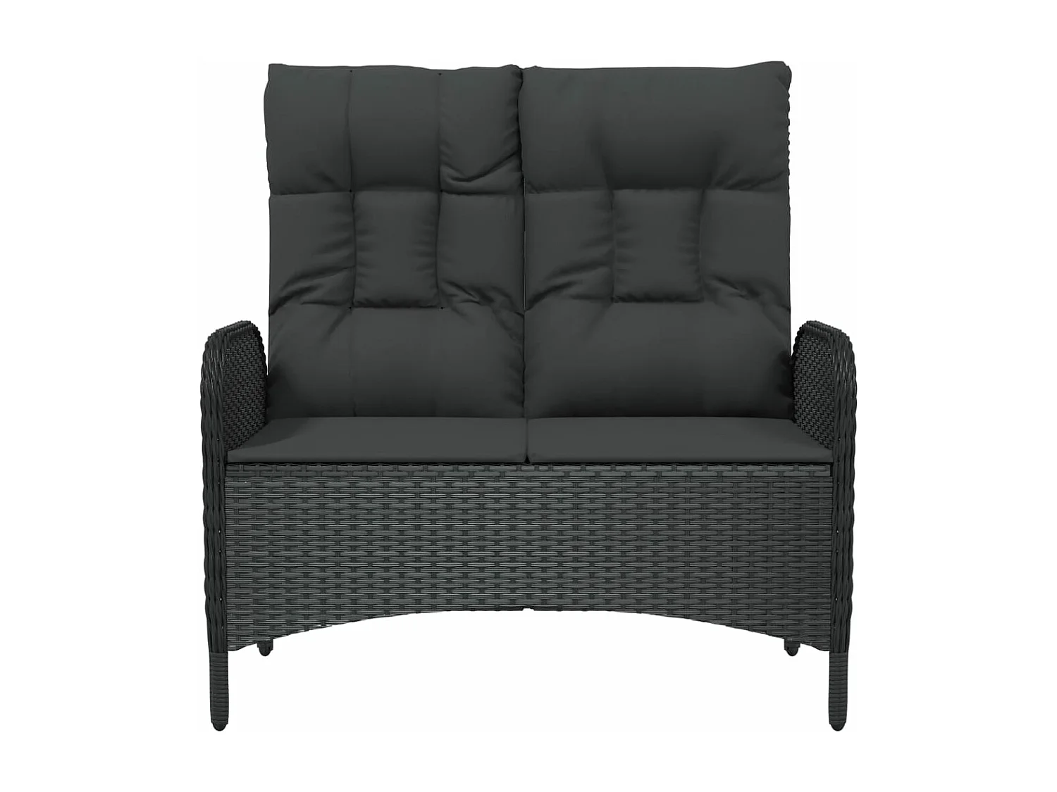 Banc de jardin inclinable avec coussins 107 cm Poly rotin Noir