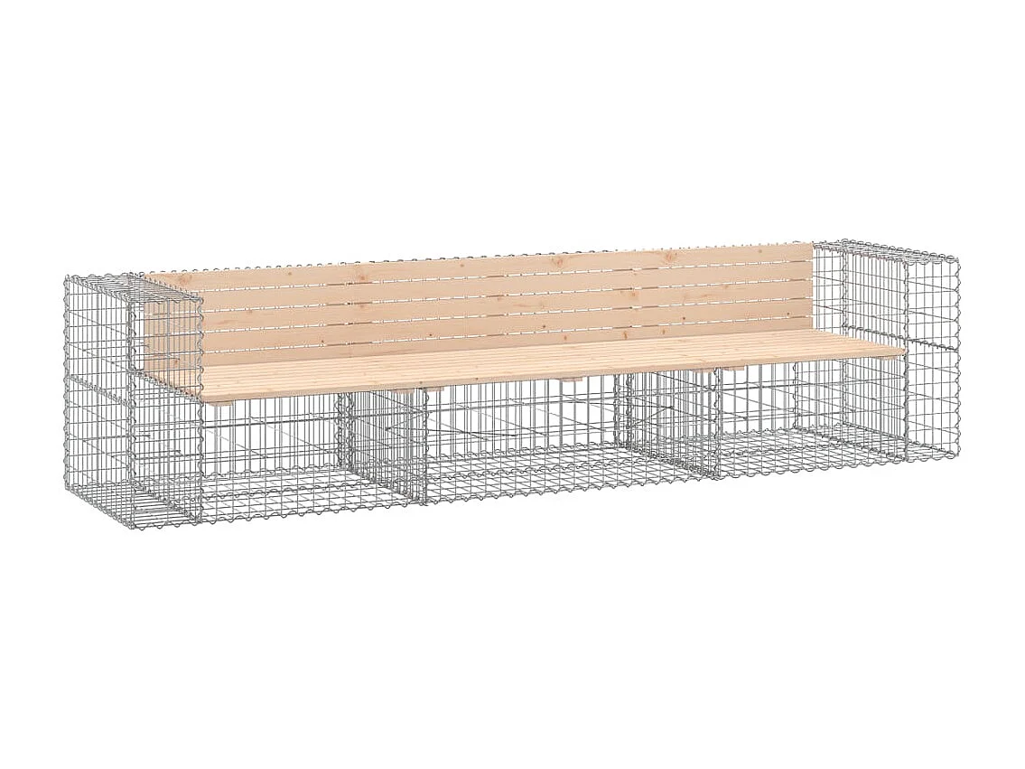 Banc de jardin design gabion 287x71x65,5 cm bois massif de pin