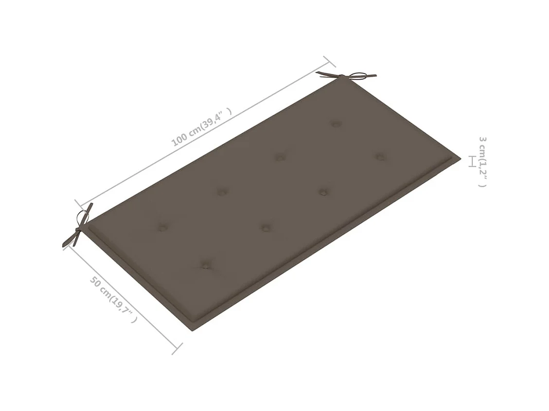 Tuinbank met taupe kussen 112 cm Massief teakhout