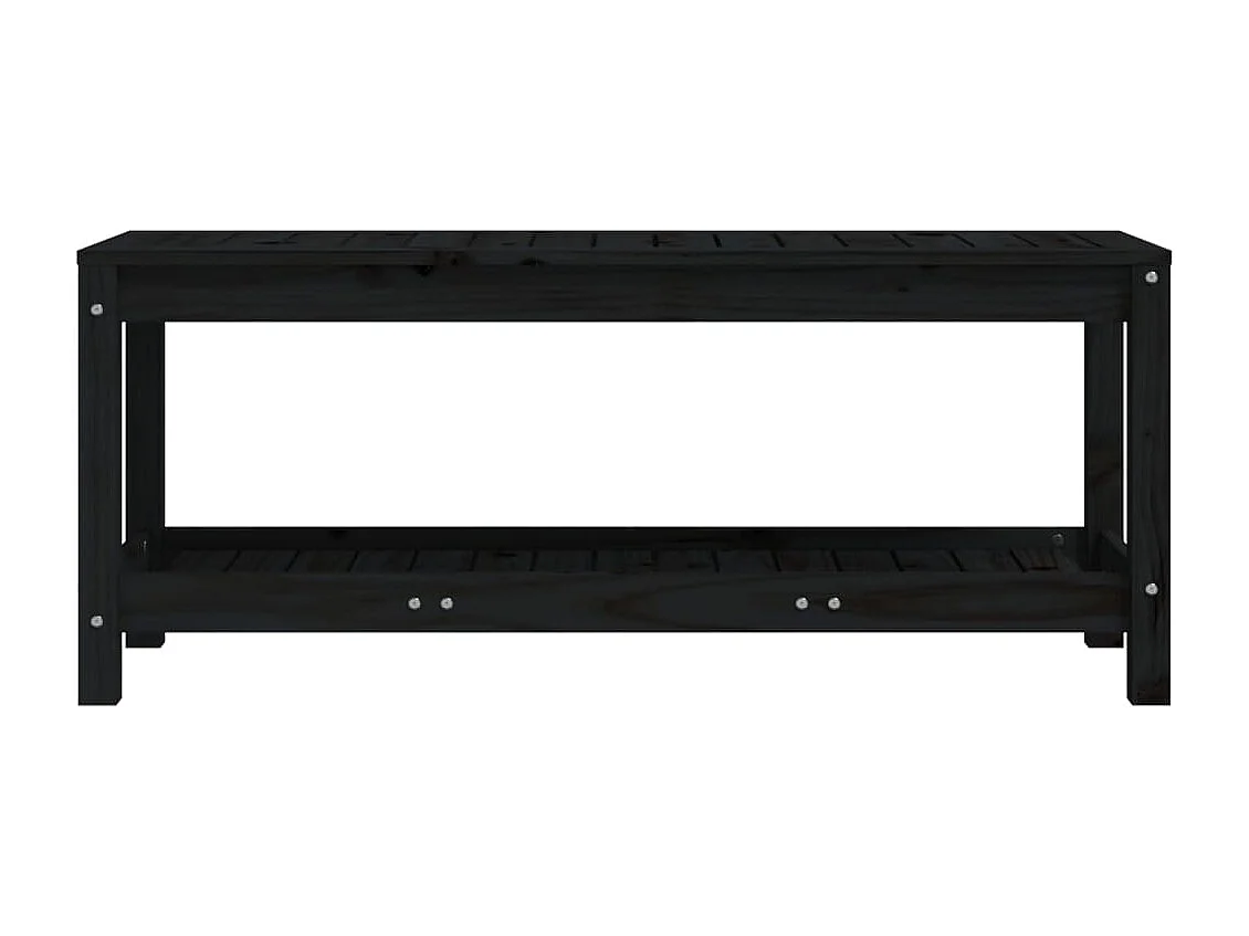 Banco de jardim preto 108x35x45 cm em madeira maciça de pinho
