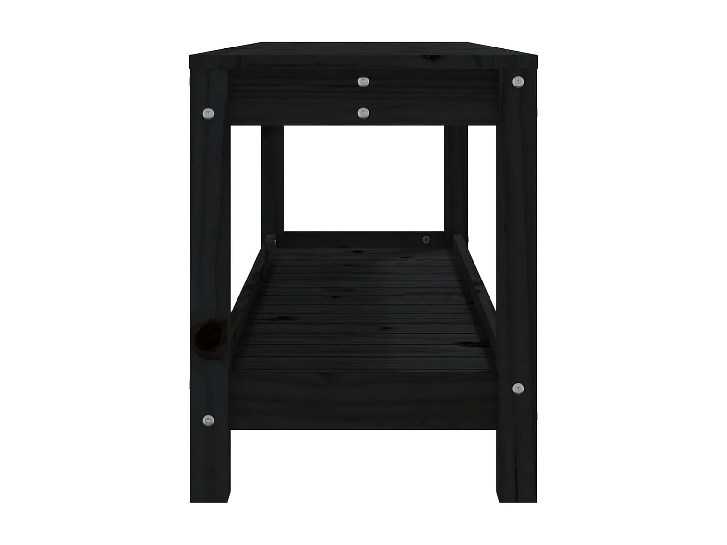 Banco de jardim preto 108x35x45 cm em madeira maciça de pinho