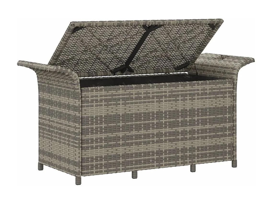 Gartenbank mit grauem Kissen 116x46x57 cm aus geflochtenem Harz