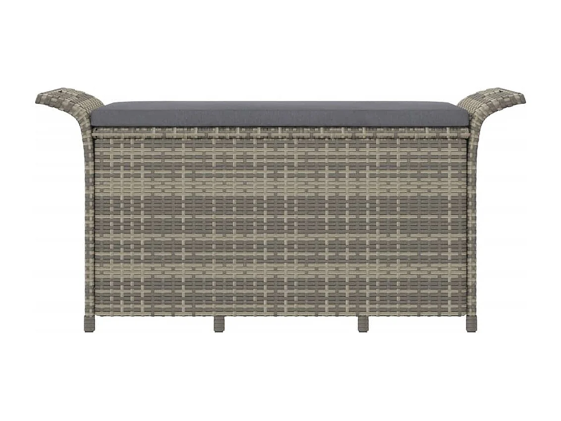 Panca da giardino con cuscino grigio 116x46x57 cm in resina intrecciata