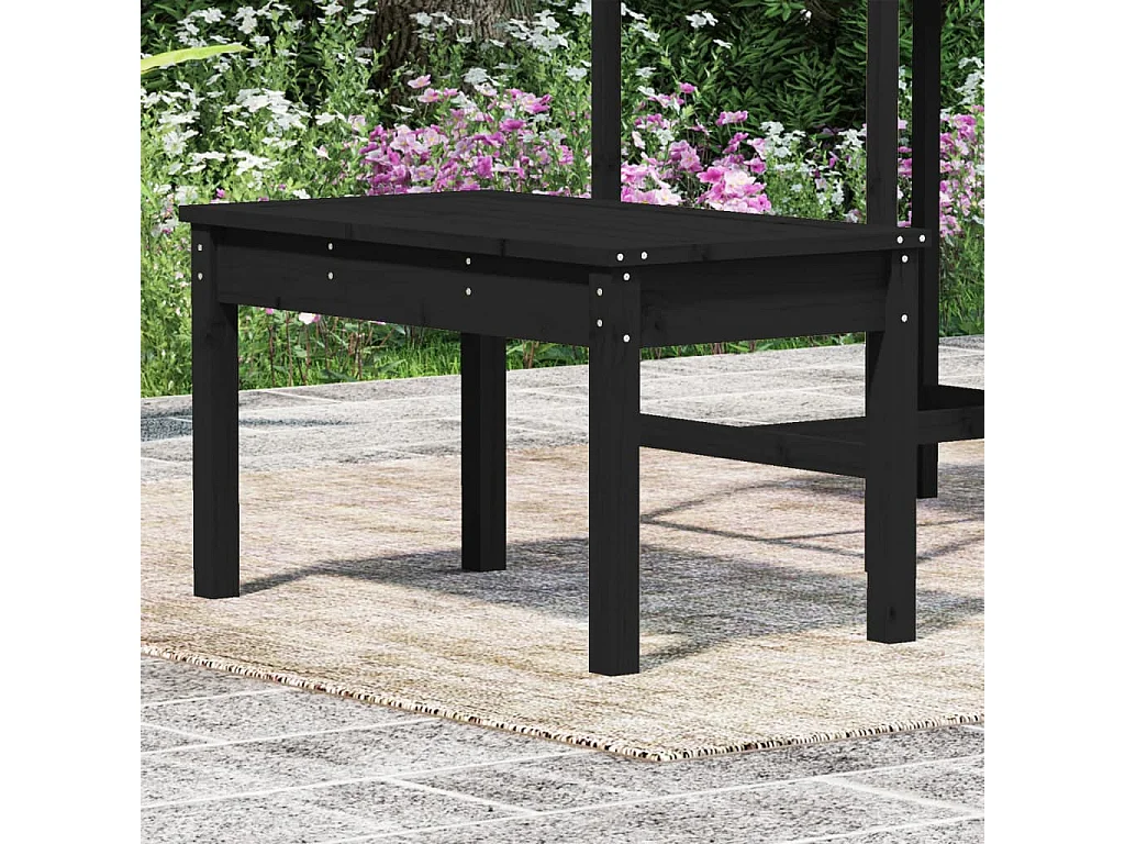 Schwarze Gartenbank 80x44x45 cm aus massivem Kiefernholz