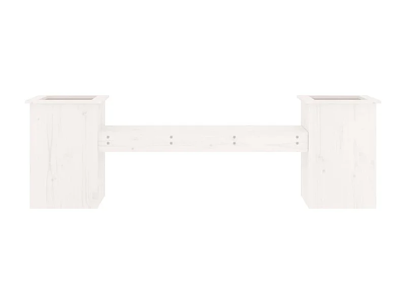 Banco con jardineras blancas 184,5x39,5x56,5 cm madera maciza de pino
