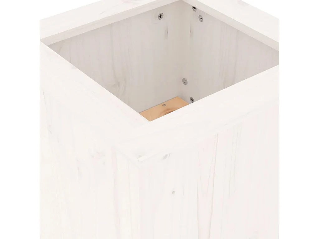 Bank met witte plantenbakken 184,5x39,5x56,5 cm massief grenenhout