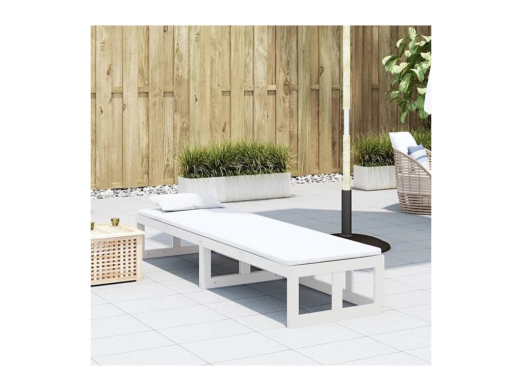 Witte uitschuifbare tuinbank van massief grenenhout