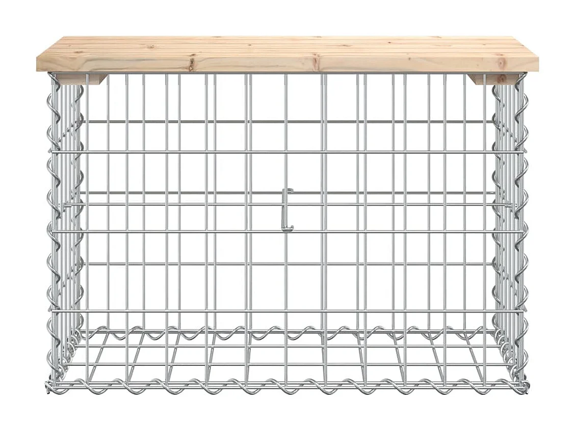 Banco de jardim gabião de design 63x31,5x42cm em madeira maciça de pinho