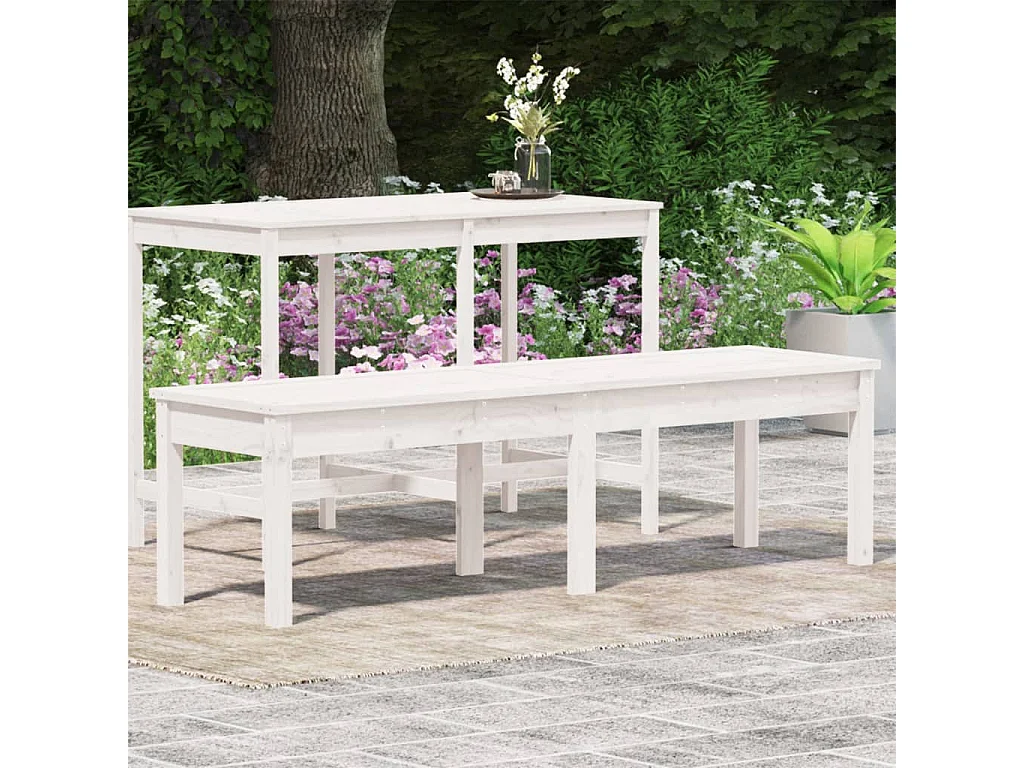 2-Sitzer-Gartenbank weiß 159,5x44x45 cm massives Kiefernholz