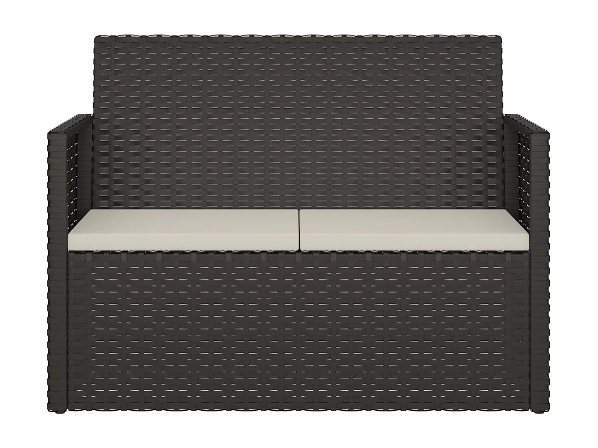 Panca da giardino con cuscini Nero 105 cm Vimini in resina