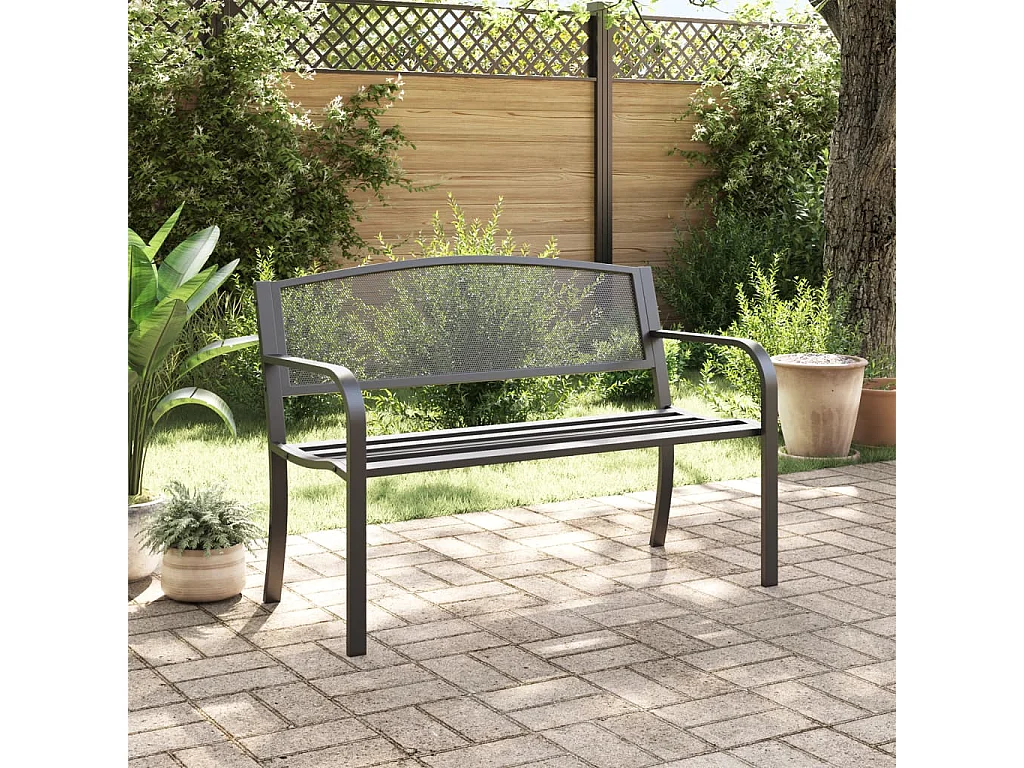 Banco de jardim 119 cm em aço preto
