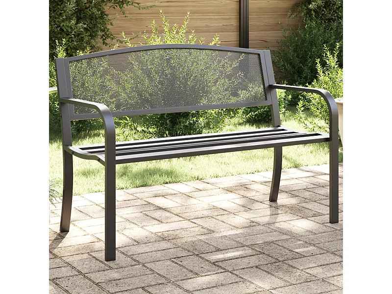 Panca da giardino 119 cm in acciaio nero