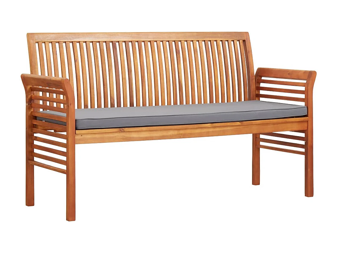 Banc de jardin 3 places avec coussin 150cm Bois d'acacia massif