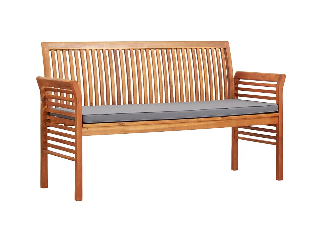 Banc de jardin 3 places avec coussin 150cm Bois d'acacia massif