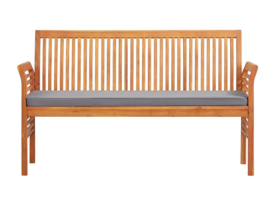 Banc de jardin 3 places avec coussin 150cm Bois d'acacia massif