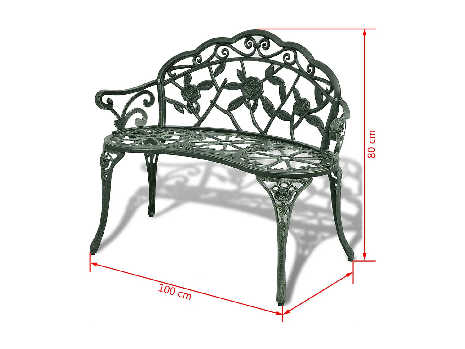 Panca da giardino 100 cm Fusione di alluminio Verde
